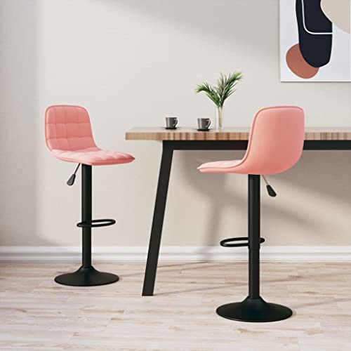 Teenpull Swivel Bar Stools, Set of 2, Velvet Upholstered, Adjustable Kitchen Counter Chairs with Back, Modern Tall Dining Room Seating, Pink Teenpull Swivel Bar Stools, Set of 2, Velvet Upholstered, Adjustable Kitchen Counter Chairs with Back, Modern Tall Dining Room Seating, Pink von Teenpull