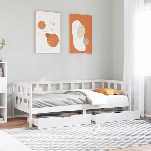 Teenpull Tagesbett 90x190 cm Massives Kiefernholz Weiß, Ausziehbares Schlafsofa mit 2 Stauraum Schubladen, Robuster Bettrahmen für Gästezimmer Jugendzimmer, Vielseitiges Möbelstück Teenpull Tagesbett 90x190 cm Massives Kiefernholz Weiß, Ausziehbares Schlafsofa mit 2 Stauraum Schubladen, Robuster Bettrahmen für Gästezimmer Jugendzimmer, Vielseitiges Möbelstück von Teenpull
