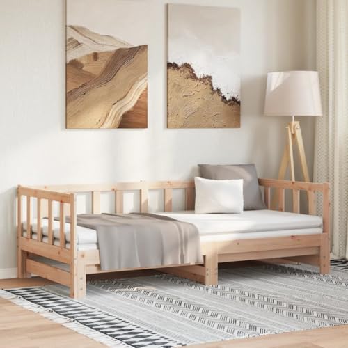 Teenpull Tagesbett Ausziehbar 90x200 cm Massivholz Kiefer, stabiles Schlafsofa für Gästezimmer, vielseitiges Bettgestell mit Lattenrost, langlebige Möbel von Teenpull