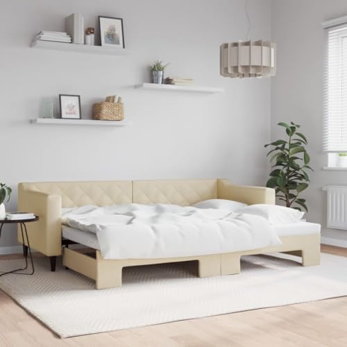 Teenpull Tagesbett Ausziehbar Creme 80x200 cm, Modernes Schlafsofa mit Stoffbezug, Stabiles Metall-Holz-Gestell, Vielseitiges Möbelstück für Gästezimmer Teenpull Tagesbett Ausziehbar Creme 80x200 cm, Modernes Schlafsofa mit Stoffbezug, Stabiles Metall-Holz-Gestell, Vielseitiges Möbelstück für Gästezimmer von Teenpull