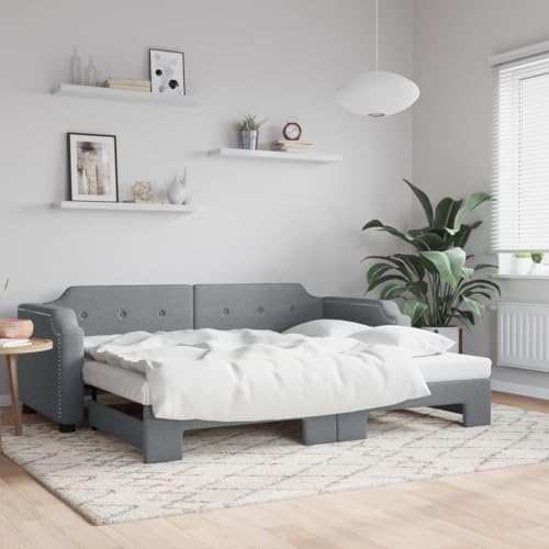 Teenpull Tagesbett Ausziehbar Hellgrau 80x200 cm, Stoffbezogenes Schlafsofa mit robustem Rahmen, vielseitiges Gästebett für Wohnzimmer und Schlafzimmer, modernes Design Teenpull Tagesbett Ausziehbar Hellgrau 80x200 cm, Stoffbezogenes Schlafsofa mit robustem Rahmen, vielseitiges Gästebett für Wohnzimmer und Schlafzimmer, modernes Design von Teenpull