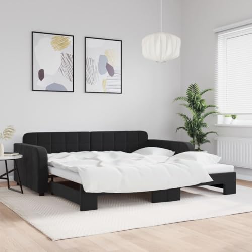 Teenpull Tagesbett Ausziehbar Schwarz 100x200 cm Samt, Vielseitiges Schlafsofa mit Robustem Metallrahmen, Upholstered Daybed für Gästezimmer, Modernes Möbelstück für Zuhause Teenpull Tagesbett Ausziehbar Schwarz 100x200 cm Samt, Vielseitiges Schlafsofa mit Robustem Metallrahmen, Upholstered Daybed für Gästezimmer, Modernes Möbelstück für Zuhause von Teenpull