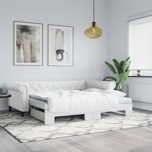 Teenpull Tagesbett Ausziehbar Weiß 90x200 cm, Kunstleder Polsterung, 2-in-1 Schlafsofa mit robustem Holz-Metall-Rahmen, modernes Design für Gästezimmer, vielseitiges Funktionsmöbel Teenpull Tagesbett Ausziehbar Weiß 90x200 cm, Kunstleder Polsterung, 2-in-1 Schlafsofa mit robustem Holz-Metall-Rahmen, modernes Design für Gästezimmer, vielseitiges Funktionsmöbel von Teenpull