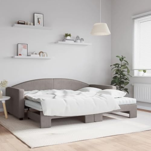Teenpull Tagesbett Ausziehbar mit 2 Schaumstoffmatratzen Stoffbezug Taupe, Modernes Schlafsofa Bettrahmen 90x200 cm Einzelbett zur 180x200 cm Doppelbett Möbel Teenpull Tagesbett Ausziehbar mit 2 Schaumstoffmatratzen Stoffbezug Taupe, Modernes Schlafsofa Bettrahmen 90x200 cm Einzelbett zur 180x200 cm Doppelbett Möbel von Teenpull