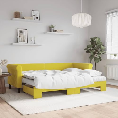 Teenpull Tagesbett Ausziehbar mit Matratzen Gelb 80x200 cm, Samt-Polsterung, Robustes Holz-Metall-Gestell, für Schlafzimmer und Gästezimmer Teenpull Tagesbett Ausziehbar mit Matratzen Gelb 80x200 cm, Samt-Polsterung, Robustes Holz-Metall-Gestell, für Schlafzimmer und Gästezimmer von Teenpull
