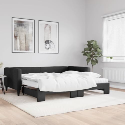 Teenpull Tagesbett Ausziehbar mit Matratzen Schwarz 100x200 cm, Stoffbezug, Schlafsofa Doppelbett Funktion, Modernes Möbel Set Teenpull Tagesbett Ausziehbar mit Matratzen Schwarz 100x200 cm, Stoffbezug, Schlafsofa Doppelbett Funktion, Modernes Möbel Set von Teenpull