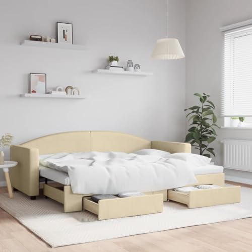 Teenpull Tagesbett Ausziehbar mit Schubladen, Creme 80x200 cm, Stoffbezug, modernes Schlafsofa mit Stauraum für Gästezimmer Teenpull Tagesbett Ausziehbar mit Schubladen, Creme 80x200 cm, Stoffbezug, modernes Schlafsofa mit Stauraum für Gästezimmer von Teenpull