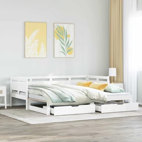 Teenpull Tagesbett Ausziehbar mit Schubladen, Massives Kiefernholz, Weiß, 90x200cm, Vielseitiges Schlafsofa mit Stauraum, Inklusive 2 Bettschubladen für Gästezimmer Teenpull Tagesbett Ausziehbar mit Schubladen, Massives Kiefernholz, Weiß, 90x200cm, Vielseitiges Schlafsofa mit Stauraum, Inklusive 2 Bettschubladen für Gästezimmer von Teenpull