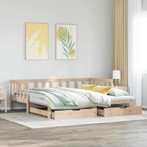 Teenpull Tagesbett Ausziehbar mit Schubladen aus massivem Kiefernholz, 90x190 cm Schlafsofa Bettrahmen, Robustes Möbelstück mit Stauraum, platzsparende Bettenbasis für Gäste. Teenpull Tagesbett Ausziehbar mit Schubladen aus massivem Kiefernholz, 90x190 cm Schlafsofa Bettrahmen, Robustes Möbelstück mit Stauraum, platzsparende Bettenbasis für Gäste. von Teenpull