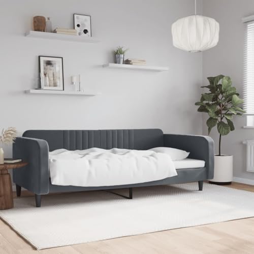 Teenpull Tagesbett Dunkelgrau 90x190 cm, Samtbezug, 2-in-1 Schlafsofa mit robustem Metallrahmen, vielseitiges Polsterbett für Gäste und Wohnzimmer, modernes Design von Teenpull