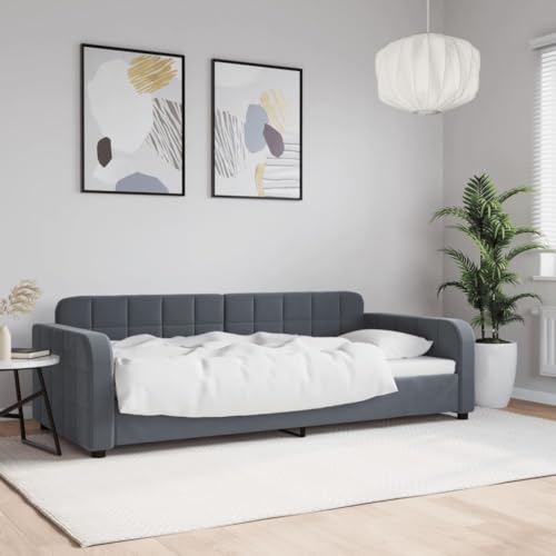 Teenpull Tagesbett Dunkelgrau 90x200 cm aus weichem Samt, vielseitig als Sofa und Bett nutzbar, Robustes Gestell für Gästezimmer und Wohnzimmer von Teenpull