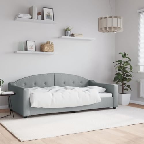 Teenpull Tagesbett Hellgrau 90x190 cm aus Stoff, vielseitiges Schlafsofa mit robustem Metallrahmen, modernes Design für Wohnzimmer und Schlafzimmer von Teenpull