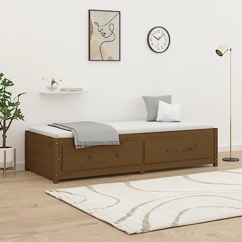 Teenpull Tagesbett Honigbraun 80x200 cm Massivholz Kiefer mit Stauraum, Vielseitiges Sofa-Bett für Schlafzimmer und Gästezimmer, Stabiles Einzelbett mit Schubladen von Teenpull