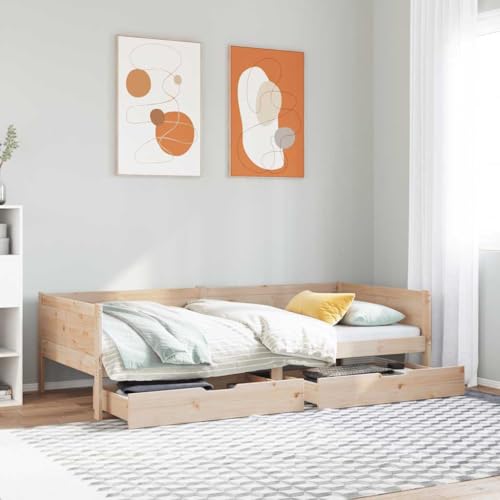 Teenpull Tagesbett Massivholz Kiefer 80x200 cm mit Schubladen, Stabiler Bettrahmen für Schlafzimmer & Gästezimmer, vielseitiges Möbelstück mit Lattenrost Plattform für Matratze und Stauraum Teenpull Tagesbett Massivholz Kiefer 80x200 cm mit Schubladen, Stabiler Bettrahmen für Schlafzimmer & Gästezimmer, vielseitiges Möbelstück mit Lattenrost Plattform für Matratze und Stauraum von Teenpull