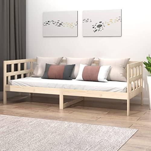 Teenpull Tagesbett Massivholz Kiefer 90x200 cm, vielseitiges Schlafsofa Bettrahmen, stabiles Plattform Bettgestell mit Kopfteil, rustikales Möbelstück fürs Zuhause von Teenpull