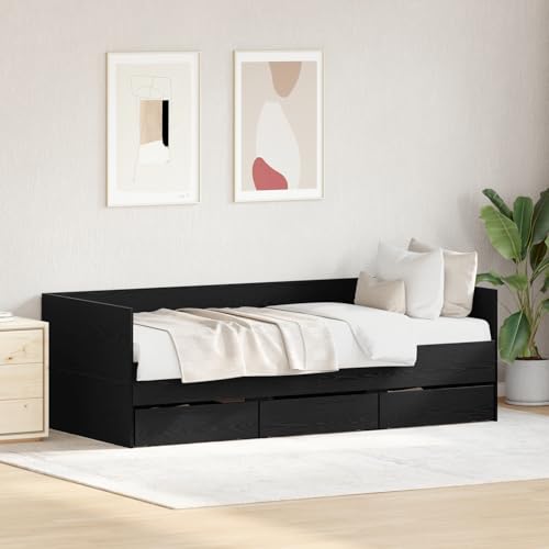 Teenpull Tagesbett Schwarze Eiche, 90x200 cm, mit 3 Schubladen, Robustes Bettgestell für Schlafzimmer, stilvolles Möbelstück, langlebiges Design von Teenpull