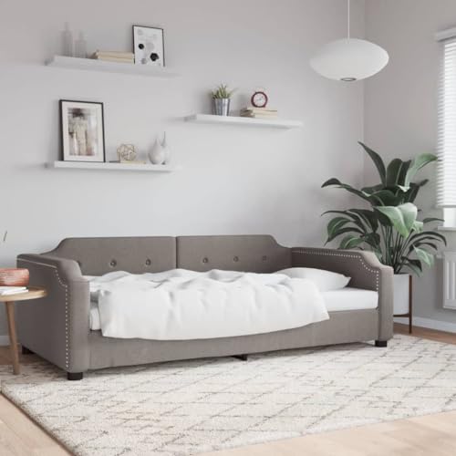 Teenpull Tagesbett Taupe 90x200 cm, Modernes Schlafsofa aus Stoff mit robustem Metallrahmen und Massivholz, inklusive Lattenrost, vielseitig nutzbar als bequemes Gästebett für Wohnzimmer und von Teenpull