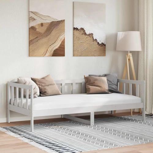 Teenpull Tagesbett Weiß 90x200 cm, Massivholz Kiefer Bettrahmen, Stabiler Plattform Rahmen für Matratze, vielseitiges Möbelstück mit Kopfteil als Gästebett Sofa Teenpull Tagesbett Weiß 90x200 cm, Massivholz Kiefer Bettrahmen, Stabiler Plattform Rahmen für Matratze, vielseitiges Möbelstück mit Kopfteil als Gästebett Sofa von Teenpull