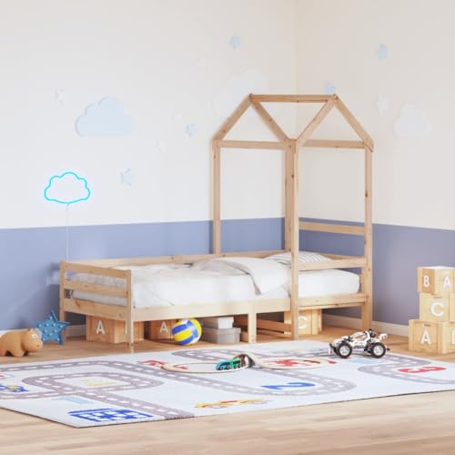 Teenpull Tagesbett mit Dach 80x200 cm aus Massivholz Kiefer, vielseitiges Schlafsofa für Kinderzimmer, Robustes Bettgestell mit Lattenrost, ideal für sicheren Schlaf und Spiel von Teenpull