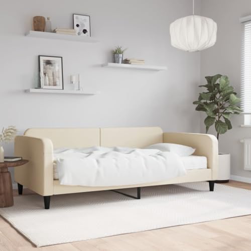 Teenpull Tagesbett mit Matratze, Creme 80x200 cm, Stoffbezug, 2-in-1 Schlafsofa für Gäste und Wohnzimmer, Robustes Bettgestell aus Holz und Metall, Bequeme Schaumstoffmatratze inklusive Teenpull Tagesbett mit Matratze, Creme 80x200 cm, Stoffbezug, 2-in-1 Schlafsofa für Gäste und Wohnzimmer, Robustes Bettgestell aus Holz und Metall, Bequeme Schaumstoffmatratze inklusive von Teenpull