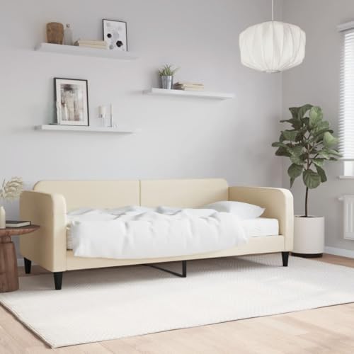 Teenpull Tagesbett mit Matratze, Creme Stoff, 100x200 cm, gepolstertes 2-in-1 Schlafsofa mit stabilem Bettgestell aus Holz und Metall, vielseitig als Komfortables Bett und Sofa für Wohn- Teenpull Tagesbett mit Matratze, Creme Stoff, 100x200 cm, gepolstertes 2-in-1 Schlafsofa mit stabilem Bettgestell aus Holz und Metall, vielseitig als Komfortables Bett und Sofa für Wohn- von Teenpull
