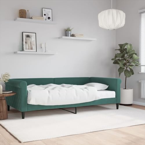 Teenpull Tagesbett mit Matratze, Dunkelgrün 100x200 cm, Samt-Schlafsofa mit robustem Holz-Metallrahmen, vielseitiges Polstermöbel für Schlafzimmer und Wohnzimmer von Teenpull