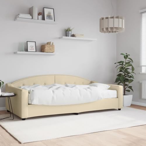 Teenpull Tagesbett mit Matratze Creme 100x200 cm, vielseitiges Schlafsofa aus Stoff mit stabilem Holz- & Metallrahmen, Bequeme Schaumstoffmatratze für Gästezimmer, modernes Design Teenpull Tagesbett mit Matratze Creme 100x200 cm, vielseitiges Schlafsofa aus Stoff mit stabilem Holz- & Metallrahmen, Bequeme Schaumstoffmatratze für Gästezimmer, modernes Design von Teenpull