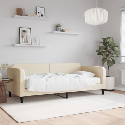 Teenpull Tagesbett mit Matratze Creme 90x200 cm, 2-in-1 Schlafsofa aus Stoff mit stabilem Holz-Metall-Rahmen für Gäste, Wohnzimmer Teenpull Tagesbett mit Matratze Creme 90x200 cm, 2-in-1 Schlafsofa aus Stoff mit stabilem Holz-Metall-Rahmen für Gäste, Wohnzimmer von Teenpull