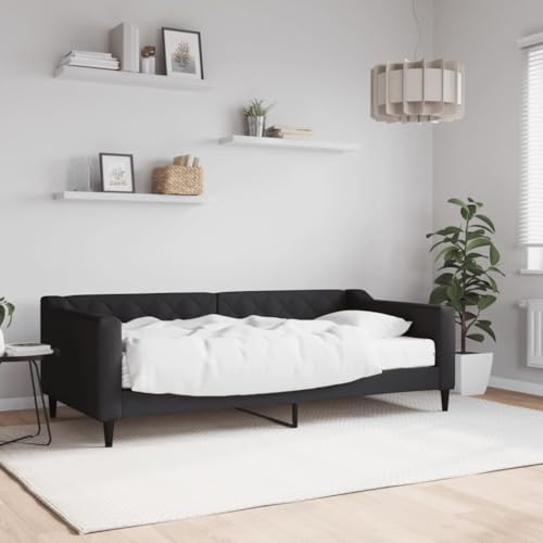 Teenpull Tagesbett mit Matratze Schwarz 90x190 cm, Stoffbezogen, Robustes 2-in-1 Schlafsofa für Wohnzimmer und Gästezimmer, Modernes Möbelstück mit Schaumstoffmatratze Teenpull Tagesbett mit Matratze Schwarz 90x190 cm, Stoffbezogen, Robustes 2-in-1 Schlafsofa für Wohnzimmer und Gästezimmer, Modernes Möbelstück mit Schaumstoffmatratze von Teenpull