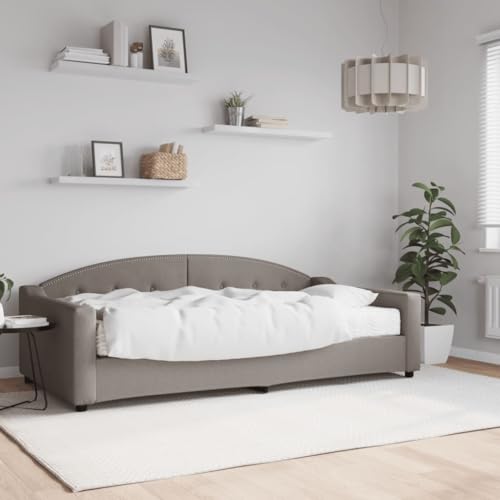 Teenpull Tagesbett mit Matratze Taupe 100x200 cm, gepolstertes Schlafsofa aus Stoff mit stabilem Holz- und Metallrahmen, vielseitiges Funktionsmöbel für Wohn- und Schlafzimmer von Teenpull