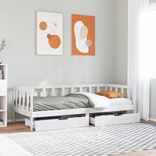 Teenpull Tagesbett mit Schubladen, Weiß 80x200 cm, aus massivem Kiefernholz, multifunktionales Schlafsofa mit Stauraum für Schlafzimmer und Gästezimmer Teenpull Tagesbett mit Schubladen, Weiß 80x200 cm, aus massivem Kiefernholz, multifunktionales Schlafsofa mit Stauraum für Schlafzimmer und Gästezimmer von Teenpull