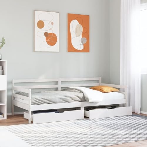 Teenpull Tagesbett mit Schubladen, Weiß 90x190 cm Kiefernholz, Schlafsofa Bettrahmen mit Stauraum für Kinderzimmer, Gästezimmer Teenpull Tagesbett mit Schubladen, Weiß 90x190 cm Kiefernholz, Schlafsofa Bettrahmen mit Stauraum für Kinderzimmer, Gästezimmer von Teenpull