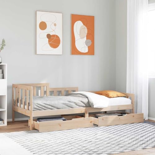 Teenpull Tagesbett mit Schubladen 80x200 cm aus massivem Kiefernholz, vielseitiges Schlafsofa mit Stauraum für Schlafzimmer und Gästezimmer, stabiles Bettgestell von Teenpull