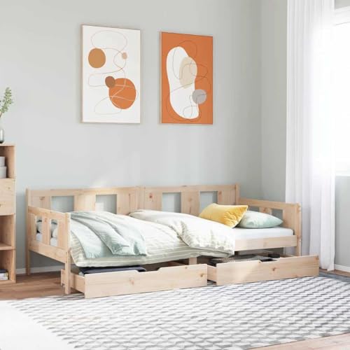 Teenpull Tagesbett mit Schubladen 90x190 cm Massivholz Kiefer unbehandelt, 2-in-1 Schlafsofa Gästebett für 90x190 cm Matratze, ideal für Wohnzimmer, Schlafzimmer, Robustes Bettrahmen mit Stauraum Teenpull Tagesbett mit Schubladen 90x190 cm Massivholz Kiefer unbehandelt, 2-in-1 Schlafsofa Gästebett für 90x190 cm Matratze, ideal für Wohnzimmer, Schlafzimmer, Robustes Bettrahmen mit Stauraum von Teenpull