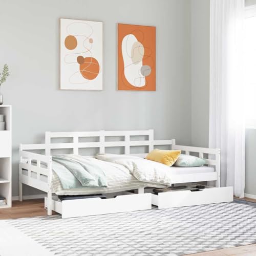 Teenpull Tagesbett mit Schubladen Weiß 90x190 cm Kiefernholz, Stabiler Bettrahmen, vielseitiges Schlafsofa mit Stauraum für Schlafzimmer und Gästezimmer Teenpull Tagesbett mit Schubladen Weiß 90x190 cm Kiefernholz, Stabiler Bettrahmen, vielseitiges Schlafsofa mit Stauraum für Schlafzimmer und Gästezimmer von Teenpull