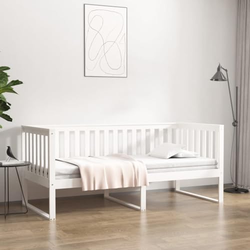 Teenpull Tagesbett ohne Matratze Weiß 90x190 cm, Robustes Massivholz Kiefer Bettrahmen, vielseitiges Schlafsofa für Gästezimmer und Schlafzimmer, modernes Design von Teenpull