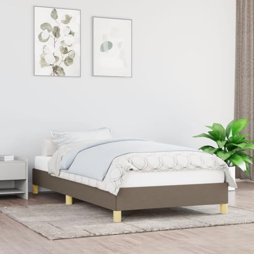 Teenpull Taupe Bettgestell 100x200 cm, Stoff gepolsterter Bettrahmen mit stabilem Sperrholz Lattenrost und Stützbeinen, modernes Plattform-Design ohne Matratze von Teenpull