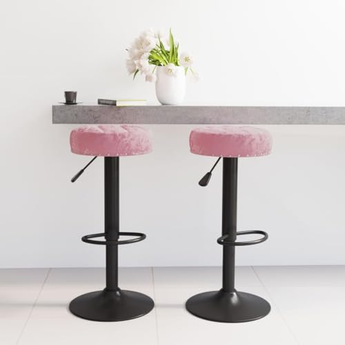 Teenpull Velvet Bar Stools, Set of 2 Pink Adjustable Swivel Kitchen Counter Height Chairs for Dining Room Island Teenpull Velvet Bar Stools, Set of 2 Pink Adjustable Swivel Kitchen Counter Height Chairs for Dining Room Island von Teenpull