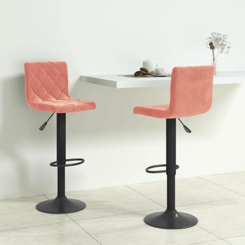 Teenpull Velvet Bar Stools Set of 2, Adjustable Swivel Kitchen Counter Chairs with Backs, Modern Dining Room Seating, Pink Teenpull Velvet Bar Stools Set of 2, Adjustable Swivel Kitchen Counter Chairs with Backs, Modern Dining Room Seating, Pink von Teenpull