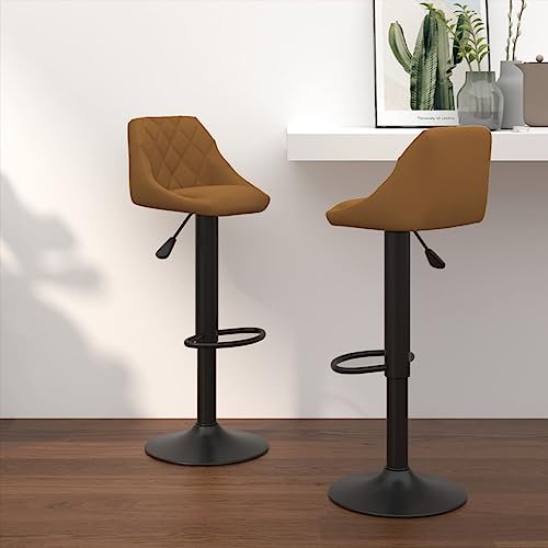 Teenpull Velvet Bar Stools Set of 2, Brown Adjustable Swivel Counter Height Chairs for Kitchen Island Dining Room von Teenpull