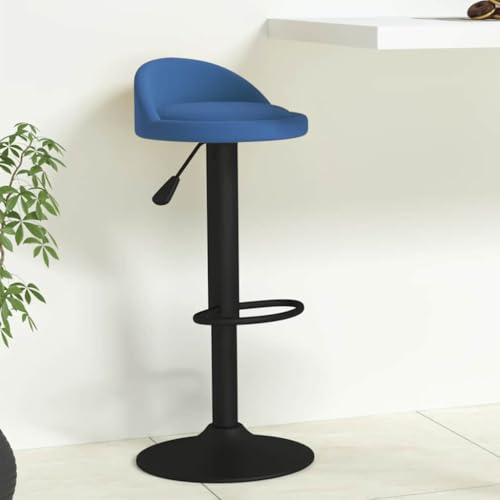 Teenpull Velvet Bar Stools Set of 2, Modern Adjustable Swivel Kitchen Counter Height Chairs with Backs for Dining Room, Blue von Teenpull