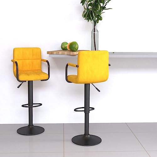 Teenpull Velvet Bar Stools Set of 2, Mustard Yellow Adjustable Swivel Counter Height Chairs for Kitchen Island Dining Room Teenpull Velvet Bar Stools Set of 2, Mustard Yellow Adjustable Swivel Counter Height Chairs for Kitchen Island Dining Room von Teenpull