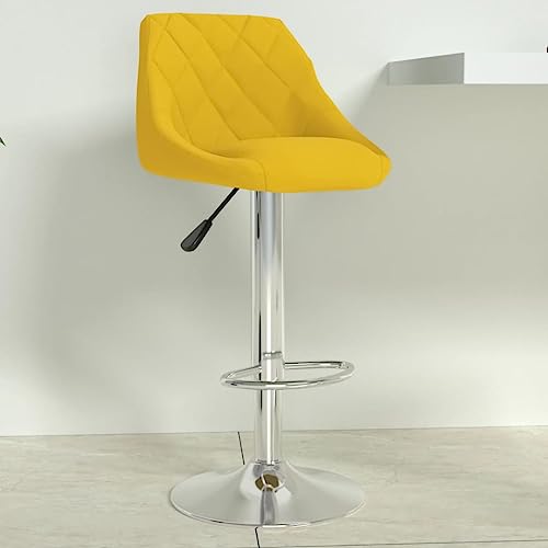 Teenpull Velvet Mustard Yellow Bar Stool, Adjustable Swivel Kitchen Counter Height Chair with Footrest for Dining Room von Teenpull