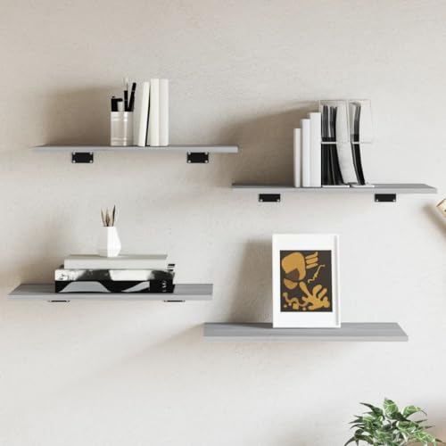 Teenpull Wandregale 4 STK. Grau Sonoma, schwebend, 60x30x1,5 cm Holzwerkstoff für Wohnzimmer, Schlafzimmer, Büro, schwebende Wandregale Teenpull Wandregale 4 STK. Grau Sonoma, schwebend, 60x30x1,5 cm Holzwerkstoff für Wohnzimmer, Schlafzimmer, Büro, schwebende Wandregale von Teenpull