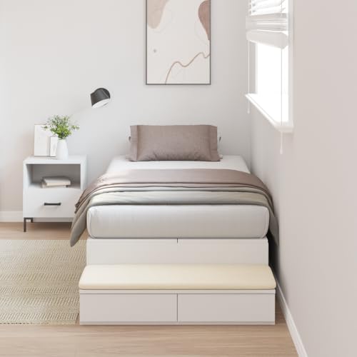 Teenpull Weißes Bettgestell mit Stauraum, 100x200 cm, Robustes Holzwerkstoff-Bett für Erwachsene, modernes Plattform-Design mit Schubladen, einfache Montage von Teenpull