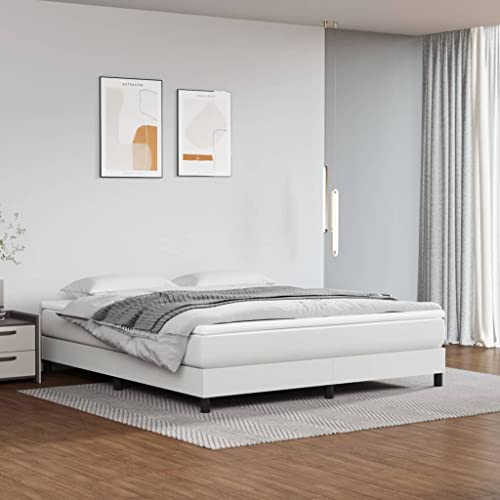 Teenpull Weißes Boxspringbett Set mit Taschenfederkernmatratze 180x200 cm aus Kunstleder, gepolstert für erholsamen Schlaf, langlebig & pflegeleicht im modernen Schlafzimmer. von Teenpull