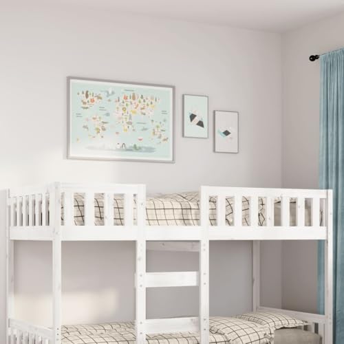 Teenpull Weißes Kinderbett aus Massivholz Kiefer, 75x190 cm, stabiles Bettgestell mit Lattenrost, sichere Schlafzimmer-Plattform für Kinder, Robustes Möbelstück Basis von Teenpull