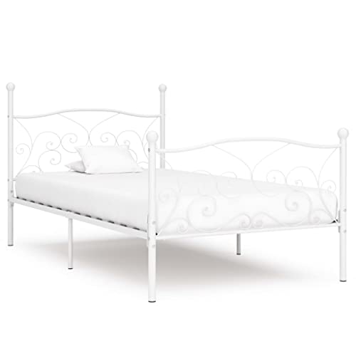 Teenpull Weißes Metall Bettgestell mit Lattenrost 90 x 200 cm, Robustes Plattform Bettrahmen für Schlafzimmer, Stabiler Matratzenhalter, einfache Montage Teenpull Weißes Metall Bettgestell mit Lattenrost 90 x 200 cm, Robustes Plattform Bettrahmen für Schlafzimmer, Stabiler Matratzenhalter, einfache Montage von Teenpull