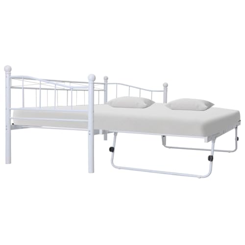 Teenpull Weißes Stahl Tagesbett 90x200 cm ausziehbar zum Doppelbett 180x200 cm, Stabiler Bettrahmen für Gäste, multifunktionales Möbelstück mit Rollbett Plattform Basis Teenpull Weißes Stahl Tagesbett 90x200 cm ausziehbar zum Doppelbett 180x200 cm, Stabiler Bettrahmen für Gäste, multifunktionales Möbelstück mit Rollbett Plattform Basis von Teenpull