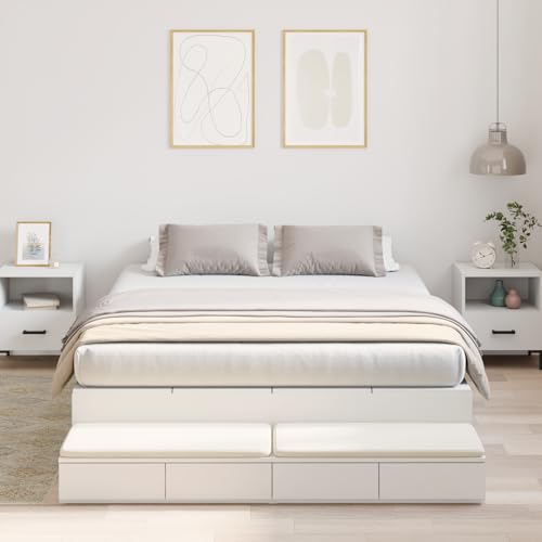 Teenpull Weißes Stauraumbett 140x200 cm für Erwachsene, modernes Plattformbett mit Schubladen, Robustes Holzwerkstoff-Bettgestell, ideal für Schlafzimmer, maximale Belastbarkeit 200 kg von Teenpull